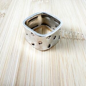 Artisan Sterling Silver Thick Square Ring 1/2" Wide 9.1 Grams Size 8